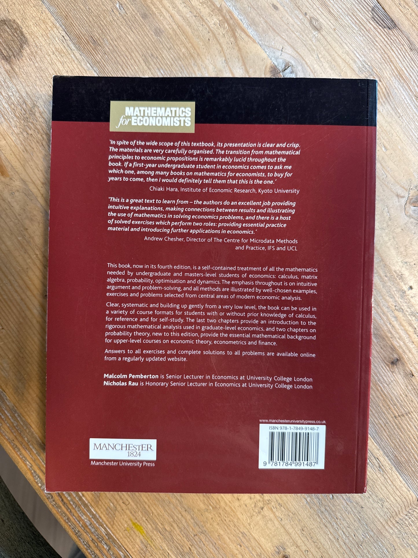 Mathematics for Economists 4th